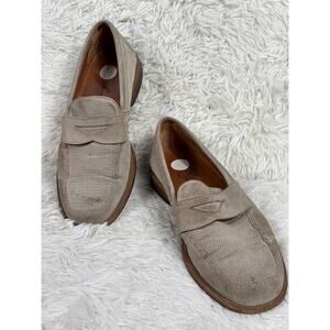 Suede Penny Slip-On Leather Loafers Mens Size 9 Sole Perforated Dress Shoes